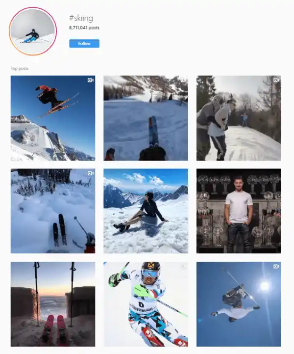 skiing hashtag instagram
