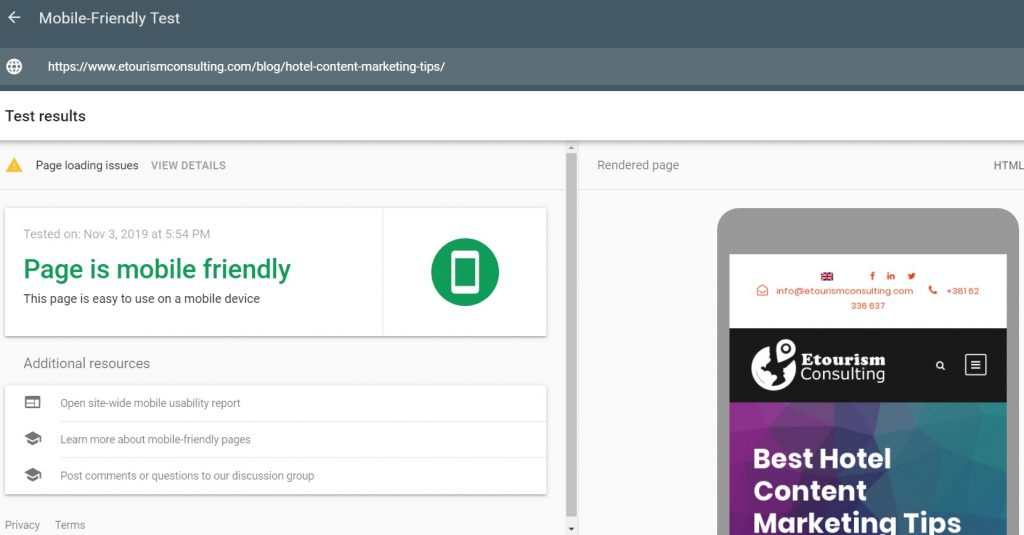 mobile friendly web page