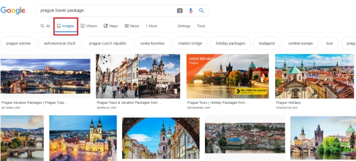 travel market research - google image search